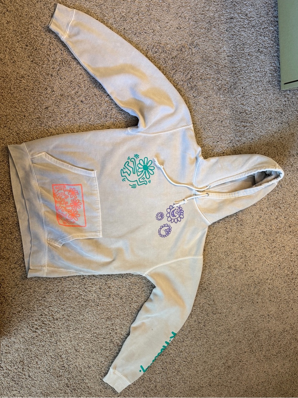 Keith Haring Hoodie with Multicolor Flower Prints